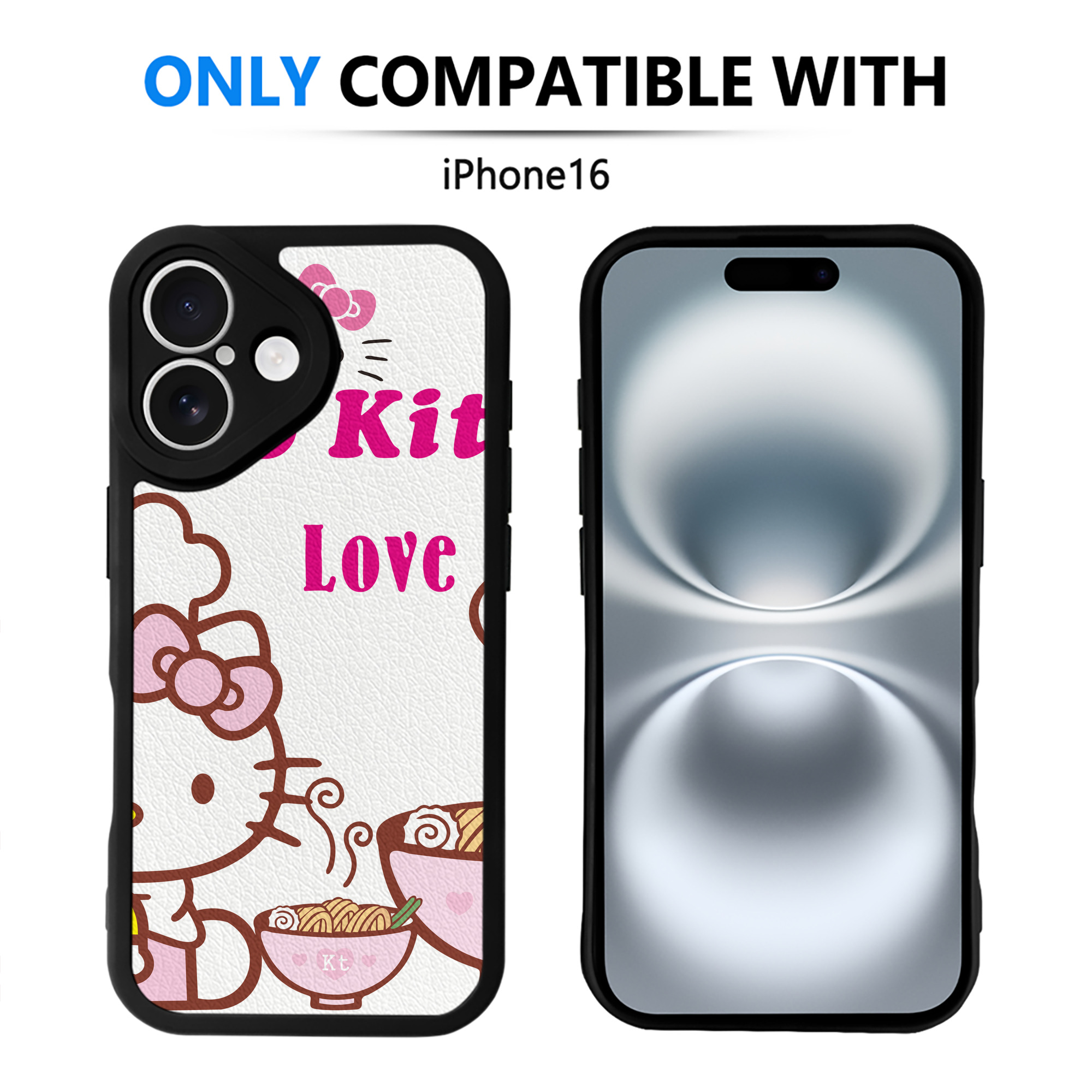 （画像用） Hello Kitty ハローキティ 【iPhone 16シリーズ対応】シリコンスマホケース（レザー調） 材質：シリコン